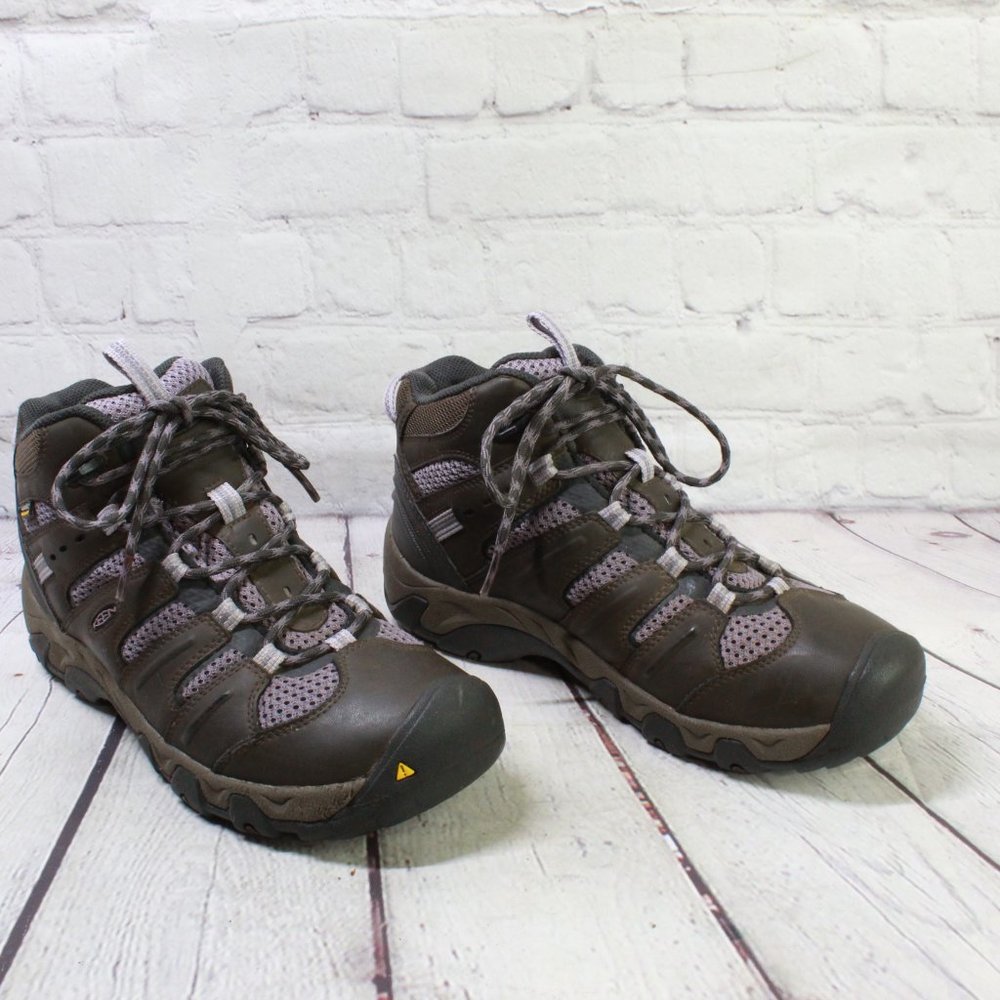 Keen Dry Mid Waterproof Brown Leather Mesh Hiking Boots Size 9.5 - Picture 3 of 9